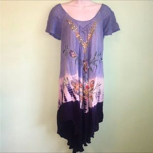 Vintage Sante Classics Blue Tie Dye Boho Dress One Size